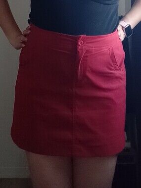 Avia Red Athletic Skirt with Button Detail